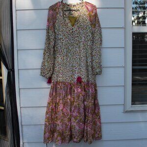A Loves A | Mixed Print Boho Cotton Midi Dress Small